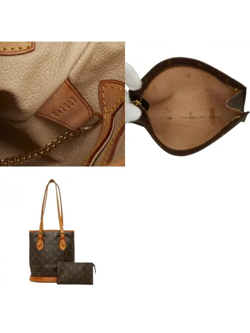 Louis Vuitton Monogram Bucket PM Shoulder Bag Brown Leather